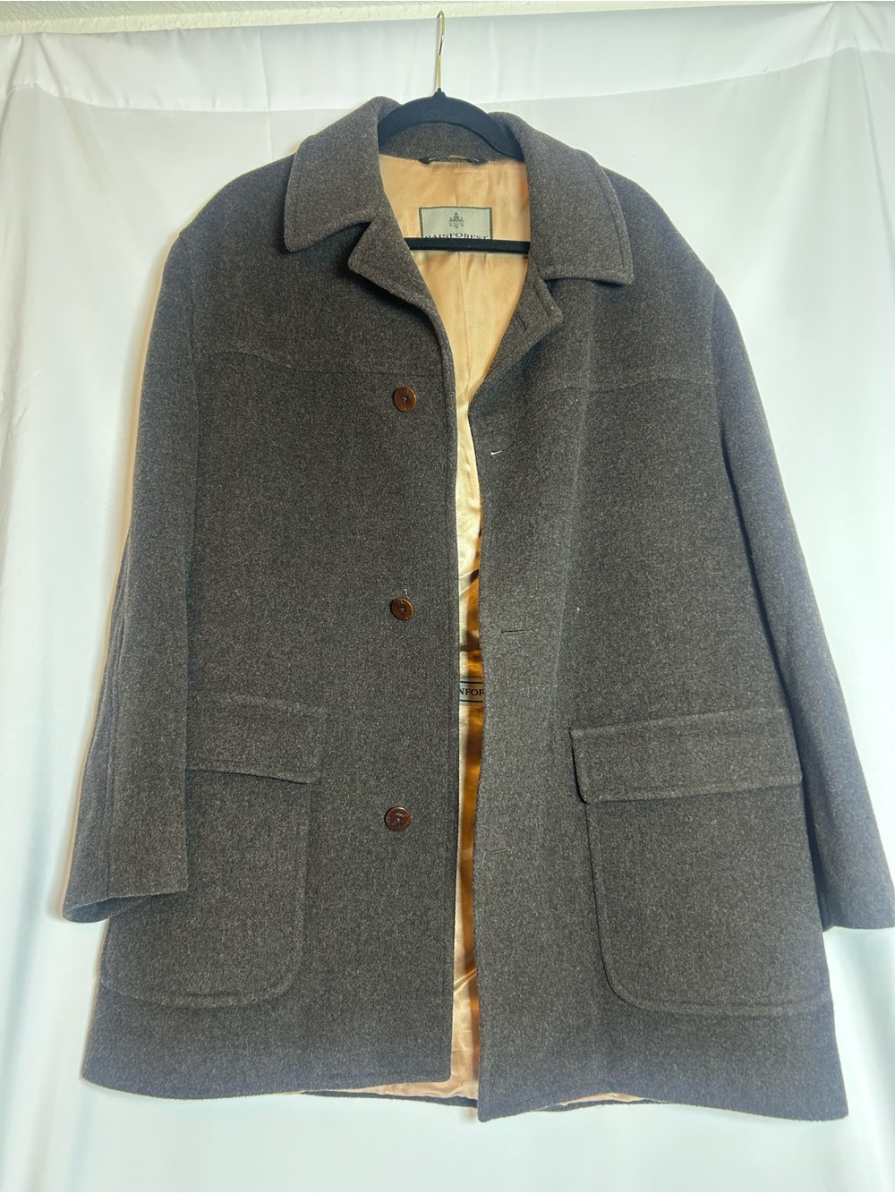 RAINFOREST Men's Dark Gray Wool Pea Coat